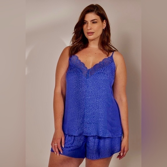 🆕Addition Elle Déesse Collection - Boudoir Short Set Cheetah Cami with Lace - Picture 1 of 11
